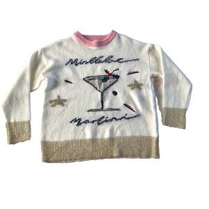 Vigoss Christmas Women’s Embellished Sweater “ Mistletoe Martini “ Small NWT